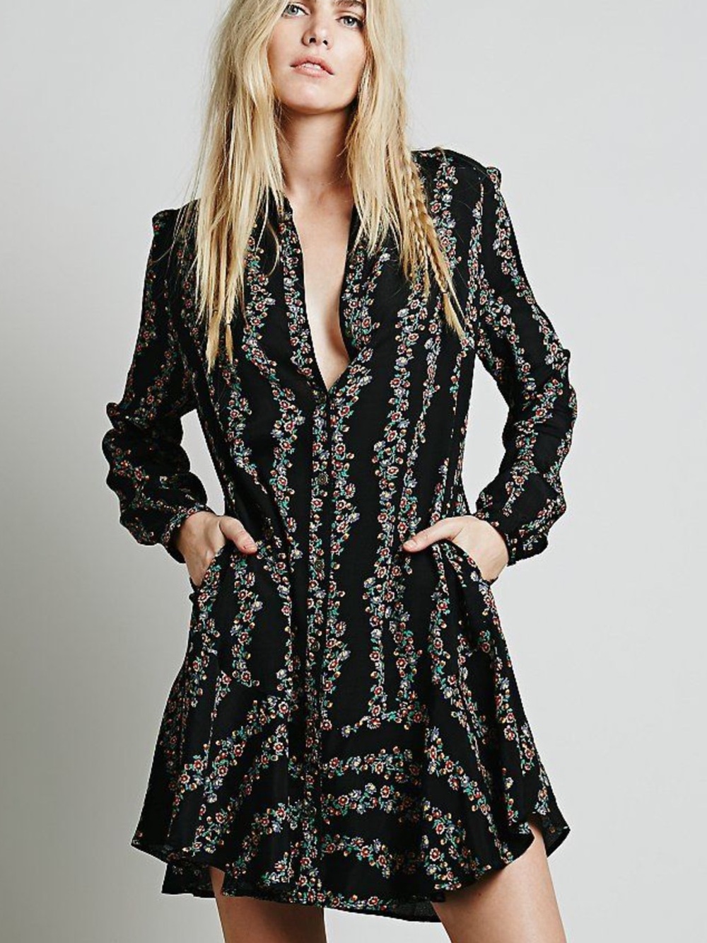 Free People Button Down Paisley Tunic/ Dress